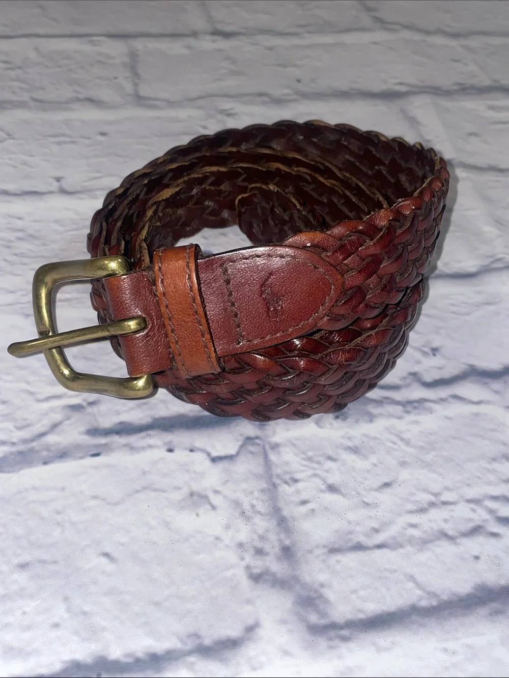 Polo by Ralph Lauren Braided Leather Belt - Chestnut Brown
